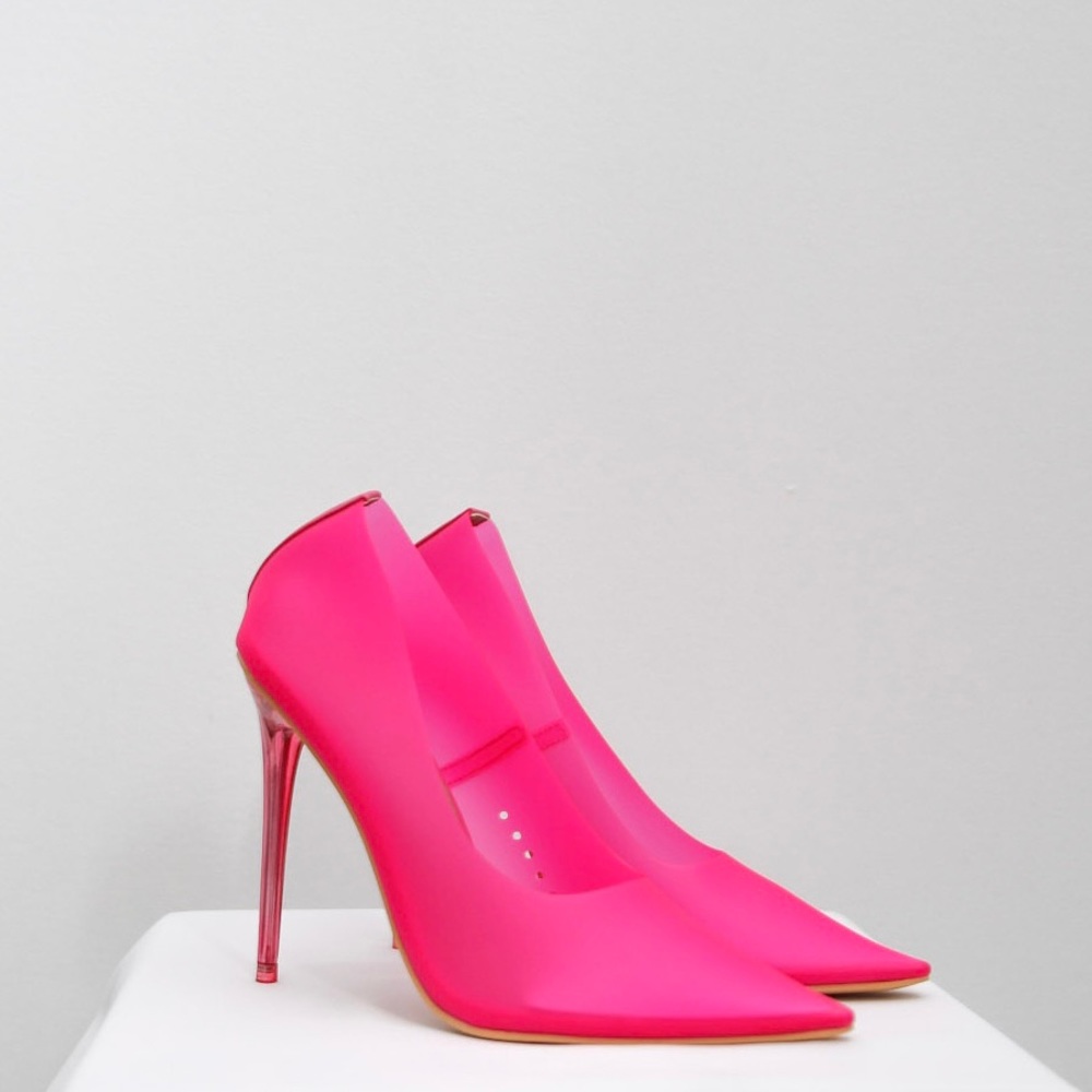 Women’s Hot Pink PVC “Sheer Illusion” Stiletto Heel – Size 6.5
